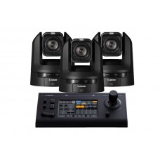 Canon 3x CR-N100 PTZ Cameras RC-IP100 Controller Bundle